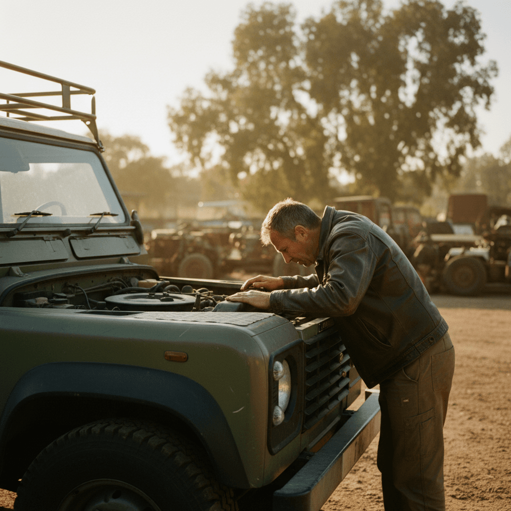 Customer inspecting vehicle condition