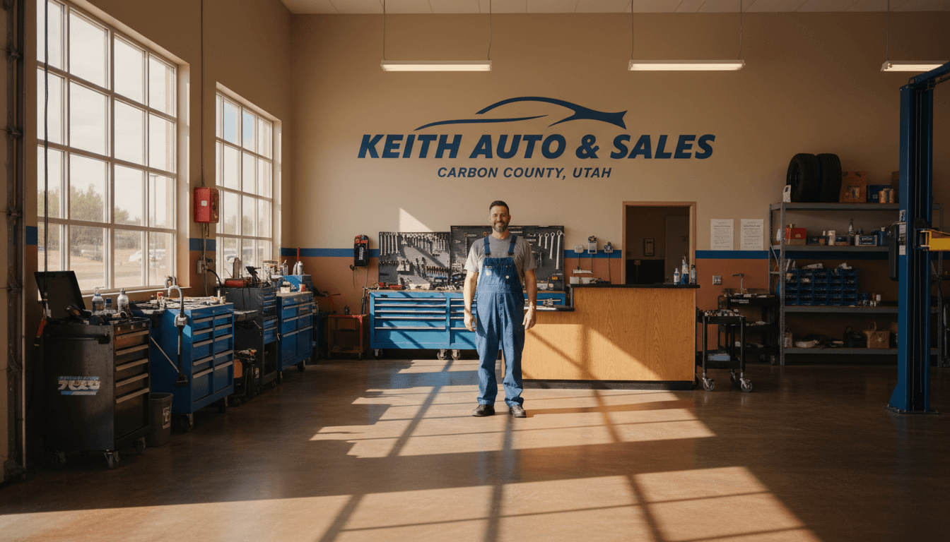 Keith Auto & Sales service advisor standing in clean automotive repair shop